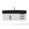 Castello Usa Nile 48" Wall Mounted White Vanity With Black Top And Gold Handles CB-MC-48W-GLD-2053-BL - alternate 1